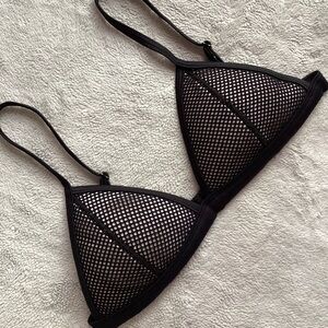 Triangl Ollie Neoprene Mesh Swimsuit Bikini Swim Top Black White Wanderlust XS